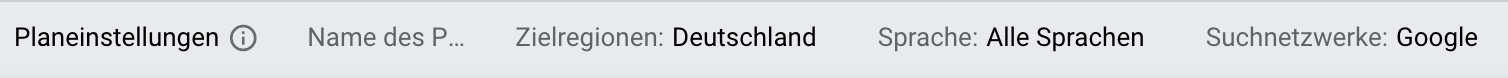 GAds Budget Keywordplanner Einstellungen GAds Budget Keywordplanner Einstellungen